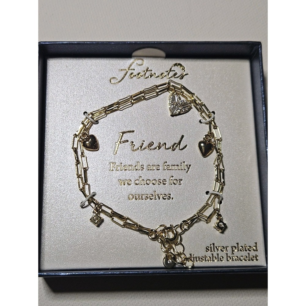 NIB Gold Paperclip Chain CZ Heart Best Friend Birthday Gift Bracelet For Her BFF